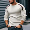 Men's Pullover Sweater Jumper Cropped Sweater Ribbed Knit Regular Knitted Color Block Crew Neck Keep Warm Modern Contemporary Daily Wear Going out Clothing Apparel Raglan Sleeves Fall Winter Beige S