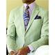 Men's Cocktail Attire Blazer Formal Evening Wedding Party Birthday Party Fashion Casual Spring Fall Polyester Stripes Pocket Casual / Daily Single Breasted Blazer Green