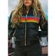 Women's Winter Jacket Puffer Jacket Street Daily Going out Winter Fall Regular Coat Stand Collar Regular Fit Windproof Warm Active Streetwear Casual Jacket Long Sleeve Color Block Rainbow Pocket Full