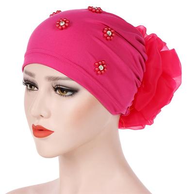 New Women Hair Loss Cap Beanie Skullies Flower Pearls Muslim Cancer Chemo Cap Islamic Indian Hat Cover Head Scarf Fashion Bonnet