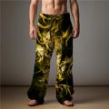 Flame Abstract Men's 3D Print Pants Trousers Outdoor Daily Wear Streetwear Polyester Lake blue Yellow Red S M L Medium Waist Elasticity Pants