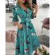 Women's Work Dress Semi Formal Dress Wrap Dress Midi Dress Tie dye Letter printing Butterfly print Long Sleeve Butterfly Lace up Spring Fall Winter Surplice Neck Vintage Winter Dress Office Wedding