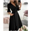 Women's Work Dress Semi Formal Dress Wrap Dress Midi Dress Tie dye Letter printing Butterfly print Long Sleeve Butterfly Lace up Spring Fall Winter Surplice Neck Vintage Winter Dress Office Wedding