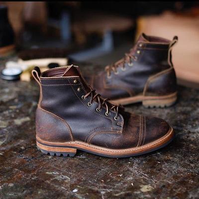 Men's Vintage Faux Leather Lace-Up Boots, Durable and Stylish Ankle Boots for Outdoor and Casual Wear, High-Quality Handcrafted Footwear with Rugged Sole