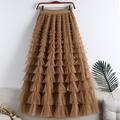 Women's Skirt Tutu Long Skirt Maxi Skirts Pleated Patchwork Layered Solid Colored Party Halloween Spring Fall Polyester Long Princess Summer Black White Light Green Pink