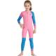 Girl's Color Clash One-piece Swimsuit, Stretchy Long Sleeve Surfing Suit, Kid's Swimwear For Summer Beach Vacation