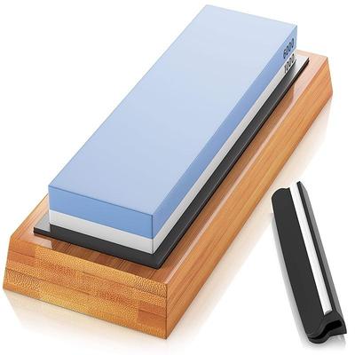 1pc Premium Whetstone, Knife Sharpening Stone, 2 Side Grit 1000/6000 Waterstone, Whetstone Knife Sharpener, Non-Slip Bamboo Base amp; Angle Guide