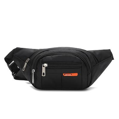 Unisex Black Waterproof Waist Bag - Multi-Pocket Fanny Pack with Adjustable Strap, Durable Belt Bag for Travel, Sports, Hiking, and Outdoor Activities