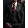 Red Men's Wedding Suits 3 Piece Solid Colored Slim Fit Single Breasted Two-buttons 2024