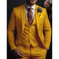 Red Men's Prom Suits Wedding Suits 3 Piece Solid Colored Slim Fit Single Breasted Two-buttons 2024