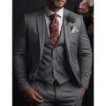 Red Men's Prom Suits Wedding Suits 3 Piece Solid Colored Slim Fit Single Breasted Two-buttons 2024