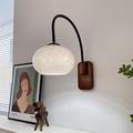 Mid-Century Modern Wall Lamp for Bedroom Vintage Wall Sconce with Milk Glass Plug Gray Wood Industrial Wall Lamp Hardwired Reading Lighting for Bedside and Living Room 110-240V