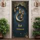 Eid Mubarak Ramadan Kareem Door Covers Mural Decor Door Tapestry Door Curtain Decoration Backdrop Door Banner Removable for Front Door Indoor Outdoor Home Room Decoration Farmhouse Decor Supplies