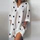 Women's Casual Dress Cotton Linen Dress Shift Dress Mini Dress Pocket Rolled Cuff Basic Home Daily V Neck 3/4 Length Sleeve Summer Spring Fall White Pink Polka Dot Round Dots Dot