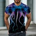 Octopus T-Shirt Mens 3D Shirt Casual Purple Summer Cotton Men'S Tee Graphic Crew Neck Black White Green Blue Red 3D Print Daily Sports Short Sleeve Clothing Apparel