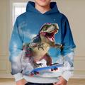 Boys 3D Dinosaur Hoodie Pullover Long Sleeve 3D Print Spring Fall Fashion Streetwear Cool Polyester Kids 3-12 Years Hooded Outdoor Casual Daily Regular Fit