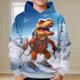Boys 3D Dinosaur Hoodie Pullover Long Sleeve 3D Print Spring Fall Fashion Streetwear Cool Polyester Kids 3-12 Years Hooded Outdoor Casual Daily Regular Fit