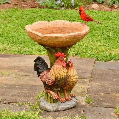 Bird Baths for Outdoors, Polyresin Animal Shape Bird Bath with Brown Pedestal, Handmade Wild Bird Feeder and Bird Bath Bowl, Garden Statue and Figurine for Outdoor, Garden, Lawn Yard Decorations