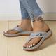 Women's Flip-Flops Flip-Flops Walking Summer Wedge Heel Open Toe Casual PU Leather Loafer Black Blue Brown