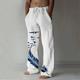 Men's Linen Pants Trousers Summer Pants Beach Pants Pocket Drawstring Elastic Waist Feather Breathable Lightweight Full Length Casual Daily Linen / Cotton Blend Casual Trousers White Yellow