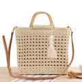 Women's Crossbody Bag Top Handle Bag Straw Bag Polyester Cotton Daily Going out Solid Color Camel Beige