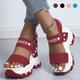 Women's Sandals Wedge Sandals Wedge Heels Plus Size Outdoor Daily Geometric Color Block Summer Buckle Wedge Heel Hidden Heel Peep Toe Open Toe Fashion Casual Running Walking Faux Leather Buckle Dark