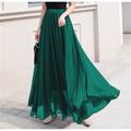 Women's Skirt Swing Work Skirts Long Skirt Maxi Skirts Chiffon Solid Colored Office / Career Daily Spring Summer Chiffon Polyester Elegant Long Summer Black Light Green Pink Blue