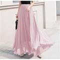 Women's Skirt Swing Work Skirts Long Skirt Maxi Skirts Chiffon Solid Colored Office / Career Daily Spring Summer Chiffon Polyester Elegant Long Summer Black Light Green Pink Blue