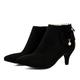 Women's Boots Heel Boots Daily Solid Colored Booties Ankle Boots Winter Bowknot Kitten Heel Pointed Toe Minimalism Nubuck Faux Suede Zipper Almond Black Pink