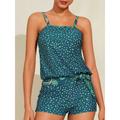 Polka Dot Paisley Boho Blouson Tankini Swimsuit