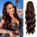 24 Inch Long Body Wave Ponytail hair Extension Synthetic Heat Resistant Wrap Around Drawstring Curly Wavy Ponytail Hairpieces for Women