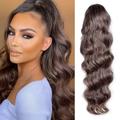 24 Inch Long Body Wave Ponytail hair Extension Synthetic Heat Resistant Wrap Around Drawstring Curly Wavy Ponytail Hairpieces for Women