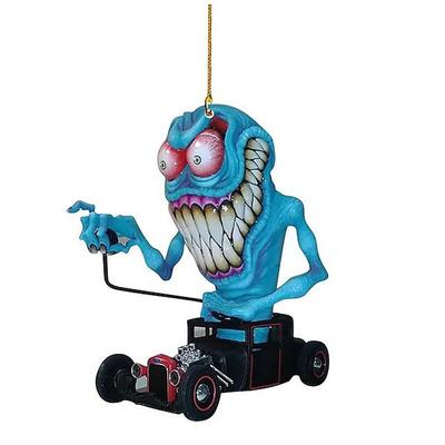 2PCS Cartoon Big Mouth Monster Car Pendant Acrylic Flat Doll Model Home Decor Rat Fink Crazy Mouse Driving Statue Halloween Car Accessories