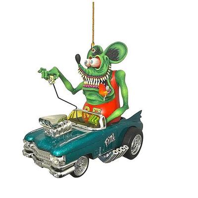 2PCS Cartoon Big Mouth Monster Car Pendant Acrylic Flat Doll Model Home Decor Rat Fink Crazy Mouse Driving Statue Halloween Car Accessories