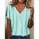 Women's T shirt Tee Henley Shirt Blouse Plain Casual Button Cut Out Pink Short Sleeve Basic V Neck