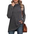 Shirt Blouse Women's Blue Purple Dark Gray Solid / Plain Color Split Office Daily Fashion High Neck Regular Fit S