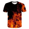 Graphic Flame Streetwear Exaggerated Men's Shirt T shirt Tee Flame Shirt Club Beach T shirt Blue Fuchsia Orange Short Sleeve Round Neck Shirt Summer Clothing Apparel Asian Size S M L XL 2XL 3XL 4XL