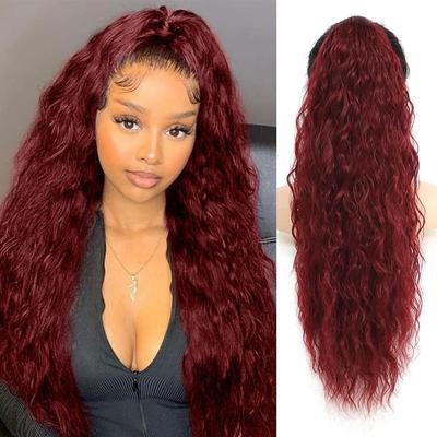 26 Inch Curly Drawstring Ponytail Extension Long Synthetic Natural Wavy Clip in Ponytail Hair Extensions Fluffy Fake Pony Tails Hair Pieces for Women