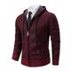 Men's Cardigan Sweater Zip Sweater Fall Sweater Ribbed Knit Regular Pocket Knitted Plain Hooded Warm Ups Modern Contemporary Daily Wear Going out Clothing Apparel Winter Wine Red Blue S M L