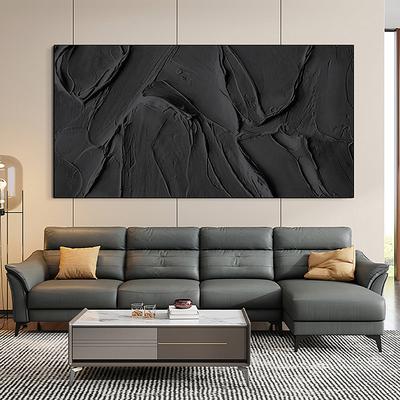 Hand painted 3D Black Abstract Painting handmade Black 3D Textured Painting Black 3D Minimalist Painting Large Black Abstract Painting Black abstract artwork wall art canvas