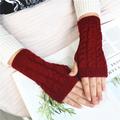 Monochrome Knitted Gloves Short Half Finger Warm Gloves Elastic Fingerless Touch Screen Fall Winter Gloves
