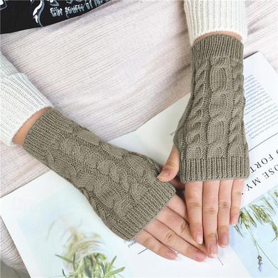 Monochrome Knitted Gloves Short Half Finger Warm Gloves Elastic Fingerless Touch Screen Fall Winter Gloves