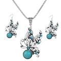 fashion retro turquoise jewelry set earrings necklace set