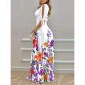 Women's A Line Dress Elegant Dress Floral Print Cold Shoulder V Neck Cold Shoulder Long Dress Maxi Dress Elegant Holiday Date Short Sleeve Regular Fit White Summer S M L XL XXL