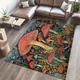 Floral Mushrooms Floor Mat Rug Area Rug Black Carpet Illusion Flannel Rugs Ultra Soft Non-Slip Rug for Room Deco