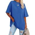 T shirt Tee Women's Black-1 White Pink Solid Colored Loose Daily Basic Neon Bright Round Neck Loose Fit M / M