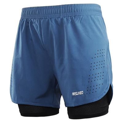 Arsuxeo Men's Running Shorts Gym Shorts Yoga Shorts Drawstring 2 in 1 Split Zipper Pocket Base Layer Outdoor Athletic Summer Spandex Quick Dry Lightweight Reflective Strips Yoga Gym Workout Marathon