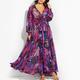 Women's Plus Size A Line Dress Floral V Neck Print Lantern Sleeve Long Sleeve Fall Spring Casual Mumu Maxi long Dress Daily Holiday Dress