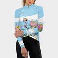 21Grams Women's Cycling Jersey Long Sleeve Bike Jersey Top with 3 Rear Pockets Mountain Bike MTB Road Bike Cycling Breathable Moisture Wicking Front Zipper Soft White Pink Red Floral Botanical Lycra