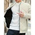 Men's Bomber Jacket Quilted Jacket Varsity Jacket Zipper Pocket Polyster Pocket Outdoor Date Casual Daily Regular Fashion Casual Warm Winter Plain Black Khaki Gray Puffer Jacket